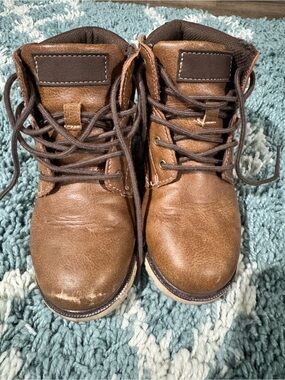 Crown Vintage Boys Brown Lace-Up Workstyle Boots